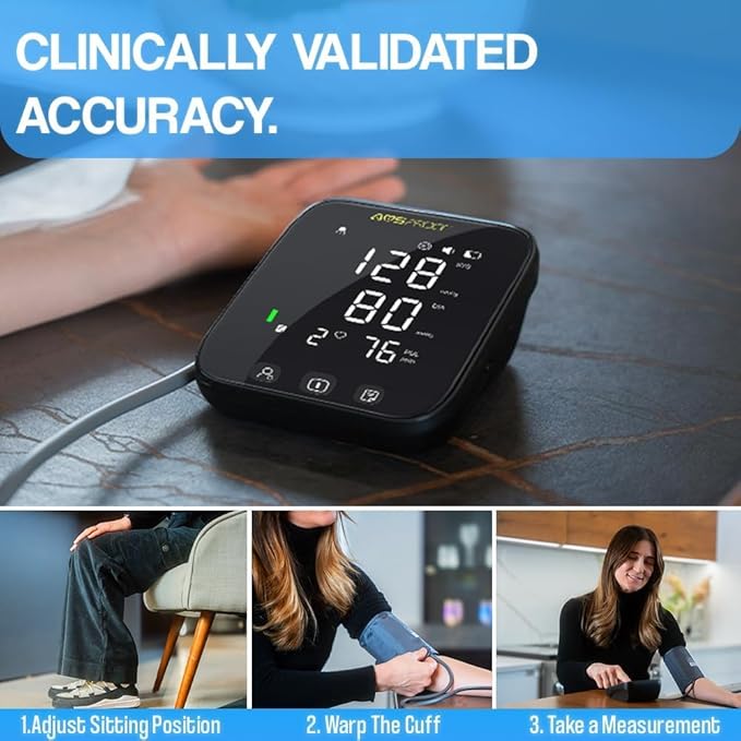 Blood Pressure Monitor for Home Use Dual-User Memory, Automatic Digital Upper Arm BP Machine with XL Cuff (8.7”-16.5”), Voice Broadcast, Irregular Heartbeat Detector (Black)