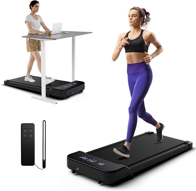 GYMAX Walking Pad, 2.5HP 3 in 1 Under Desk Treadmill with Remote Control, LED Display & 3 Countdown Modes, Free-Installation Portable Compact Running Jogging Machine for Home Small Space