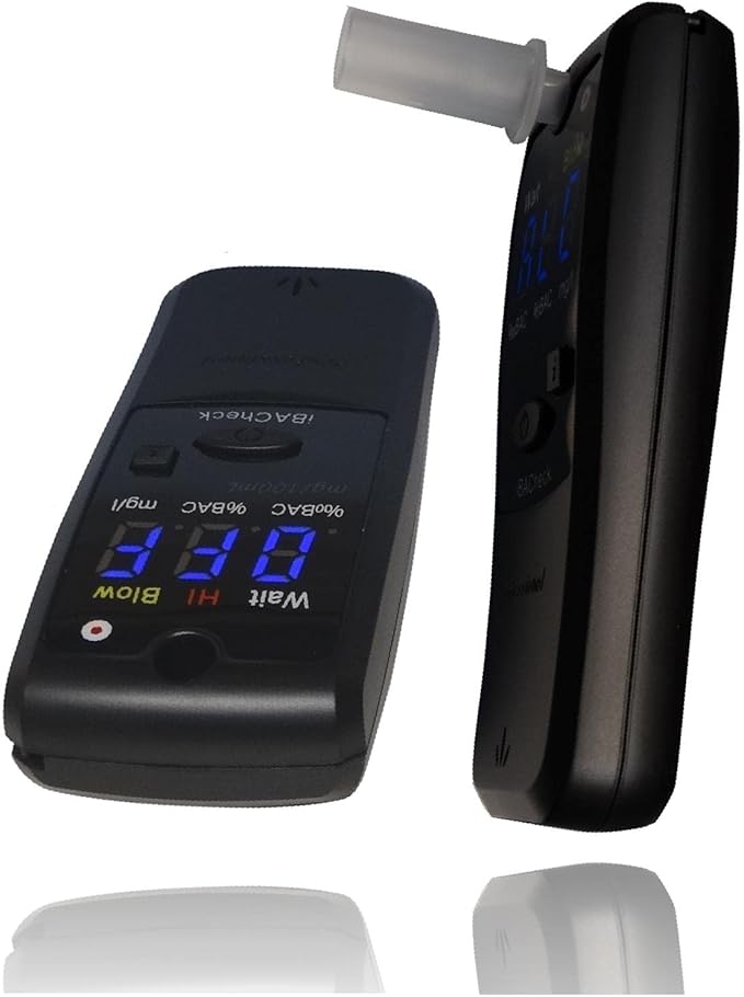 Breathalyzer with 10 Memories and LED Display, Visible at Night. Long Battery Life and Last 350 Test with Alkaline Batteries (Black 1)