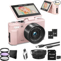 4K/5K Digital Camera for Photography & Video – UHD Vlogging Camera with WiFi, Autofocus, 3" Flip Screen, 18X Zoom – Compact Creator Kit with Lens, Filters & Case (Pink)