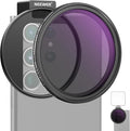 NEEWER 67mm Clip On Variable ND Filter Kit with Cold Shoe Phone Clip, Adjustable ND2-32 Filter Compatible with iPhone 17 16 15 Pro Max Plus Android Samsung Galaxy S24 S25 Ultra