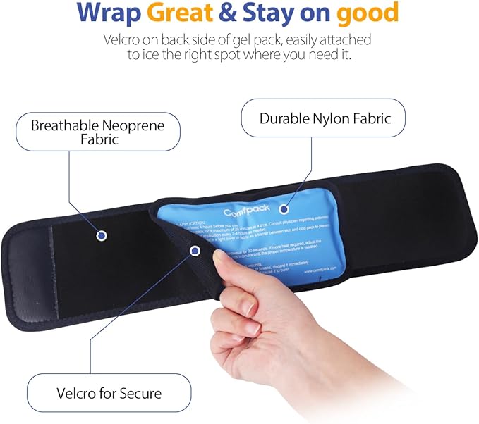 Cold Therapy Wrap with 2 Packs for Pain Relief, Reusable Gel Ice Packs for Foot Plantar, Wrist, Ankle, Great for Sprains, Muscle Pain, Bruises, Injuries