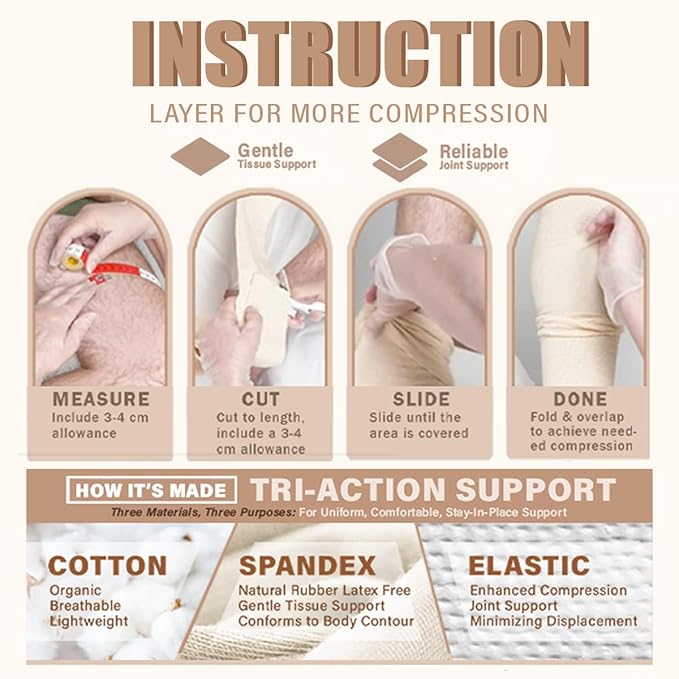 EVERLIT 560D Cotton Blend Elasticated Tubular Support Bandage | Latex-Free, Extra-Thick Breathable Stockinette for Arm, Knees, Legs | Moderate to High Compression for Sensitive Skin (D | 3" x 11 yd)