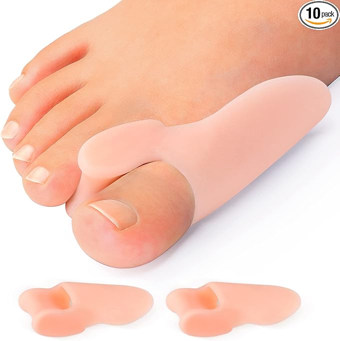 Bunion Cushion Protector, 10 Packs of Bunion Corrector Pads with Separator for Big Toe, Gel Shield for Foot Pain Relief, Calluses, Corns - Beige