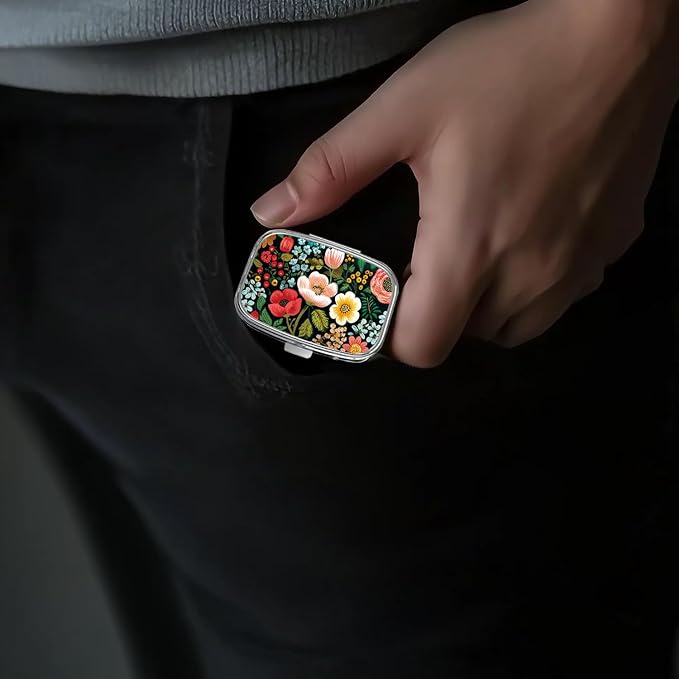 Pill Box-2 Compartment Small Pill Case Portable for Pocket & Purse Single Pill Carrier Pill Container to Hold Vitamins Medication Fish Oil and Supplements BPA-Free
