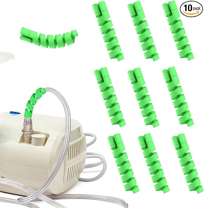 10 Pack Oxygen Tube Support Crimp Straightener for Oxygen Hose Keep Oxygen Hose from Kinking, for Portable Oxygen Concentrator Oxygen Hose Nasal Cannula（Green）