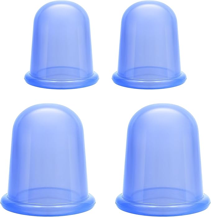 Silicone Cups for Cupping Therapy Included 4 Pcs Cups and 1 Pc Bag,Cupping Kit for Massage Therapy,Cellulite Reduction Vacuum Cup(Blue)