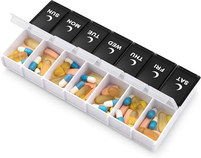 DANYING Large Pill Organizer 2 Times a Day, Weekly Box Per AM PM Case, Day Night Container 7 Vitamin Case Twice