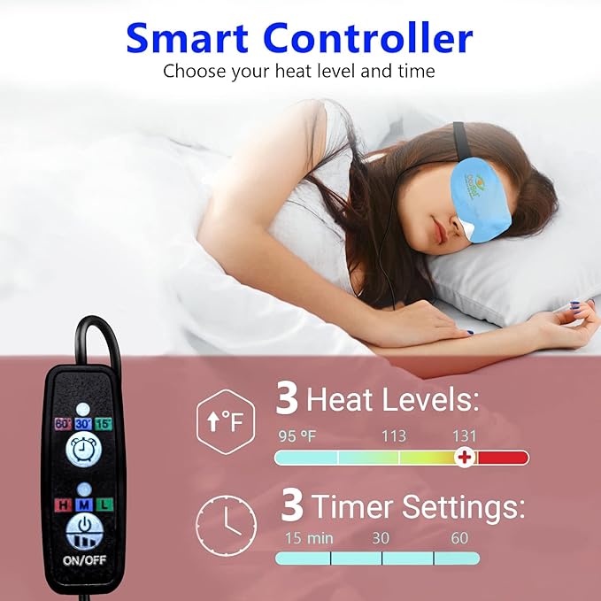 Dry Eye Compress with HydroHeat Machine Washable Cover, Save 40%, Microwave for Moist Heat Therapy or Freeze for Cold Therapy to Treat: Dry Eye Syndrome (USB Dry Eye Compress)