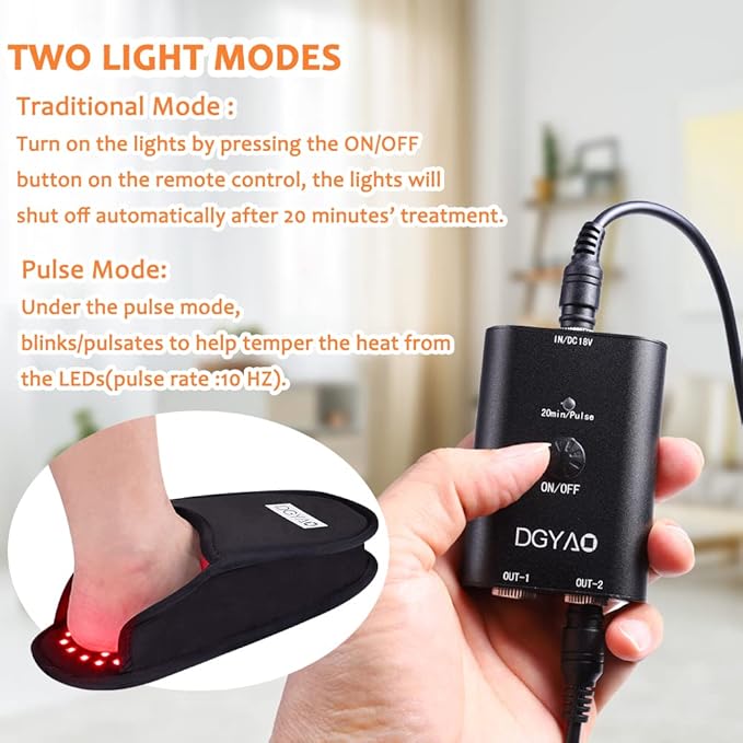 DGXINJUN Red Light Therapy for Foot Infrared Light Therapy Slipper Feet Toes Instep LED Wearable Body Device with Pulse Mode (2 Pads）
