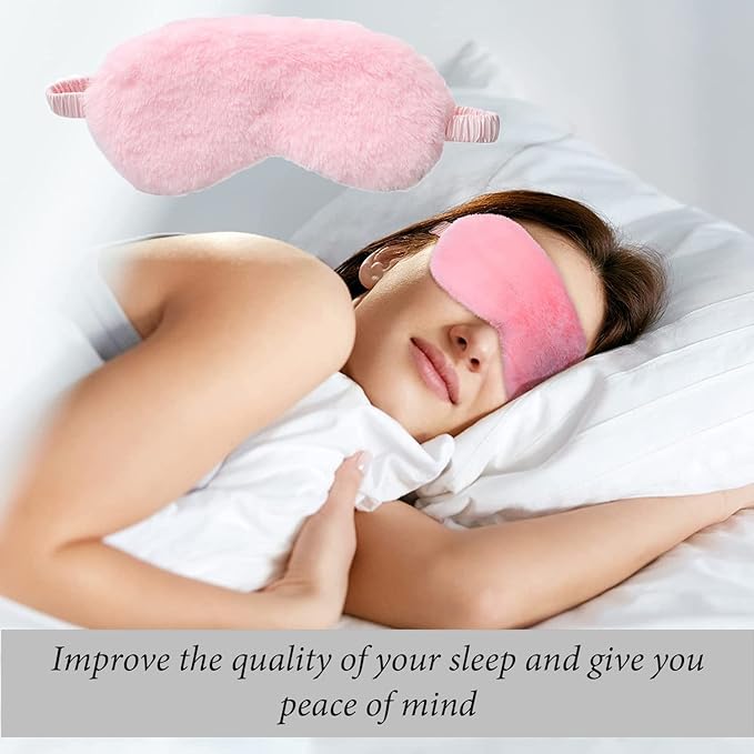 AKOAK 1 Pack Plush Sleep Eye Mask, Soft and Comfortable, Breathable Light Blocking Sleep Protector, Suitable for Adults, Children, Birthday Party Gifts (Pink)