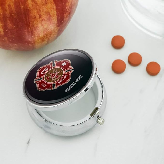 Personalized Custom 1 Line Firefighter Maltese Cross Fire Rescue Pill Case Trinket Gift Box