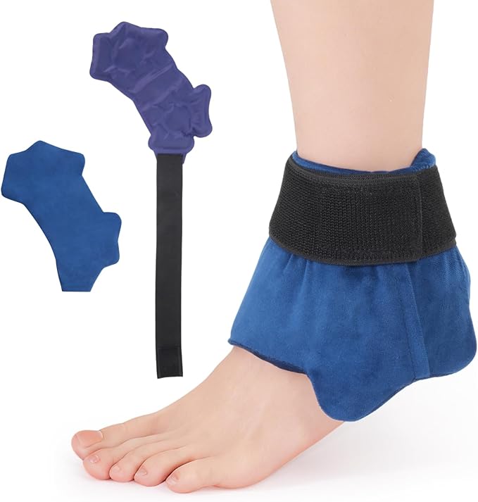 Adjustable Ankle Ice Pack Wrap for Sprained Relief, Ice Pack for Ankle Inuries Reusable, Cold Therapy for Ankles Swelling, Plantar Fasciitis, Achilles,tendonitis, and Swelling Feet,Microwaveable 2PCS