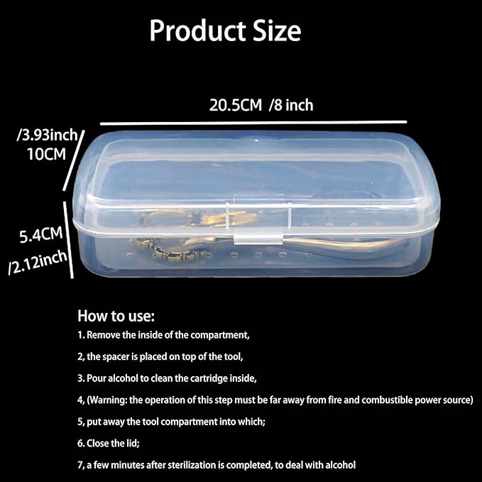 Nail Tool Sterilizer Box, Plastic Sterilization Tray for Tweezer, Nail Tools, Hair Salon, Eyelash Extensions, Nail Implement for Esthetician (Transparent)
