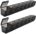 2 Pack Weekly Pill Organizer, Large 7 Day Pill Case, Daily Vitamin Case Medicine Box, AM/PM Pill Containers for Medicine Supplements Fish Oil (Black & Black)