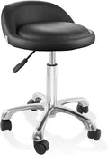 Saloniture Rolling Hydraulic Salon Stool with Low Backrest - Adjustable Swivel Chair for Spa, Shop, Salon, Massage, or Medical Office, Black