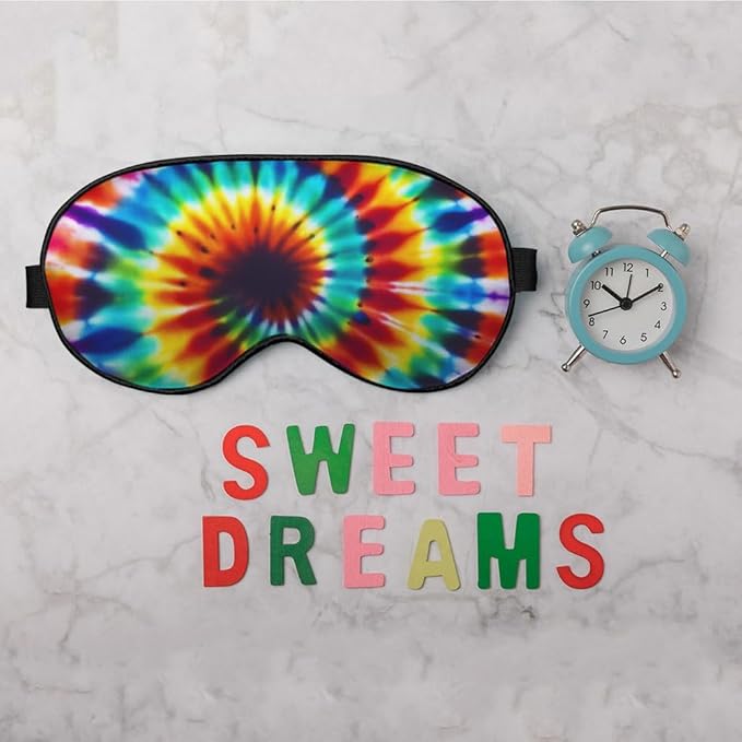 Rainbow Color Eye Mask Sleeping Mask Tie Dye Swirl Sleep Masks Silky Soft Eye Cover for Women Men Shading Blindfold for Air Travel Sleeping