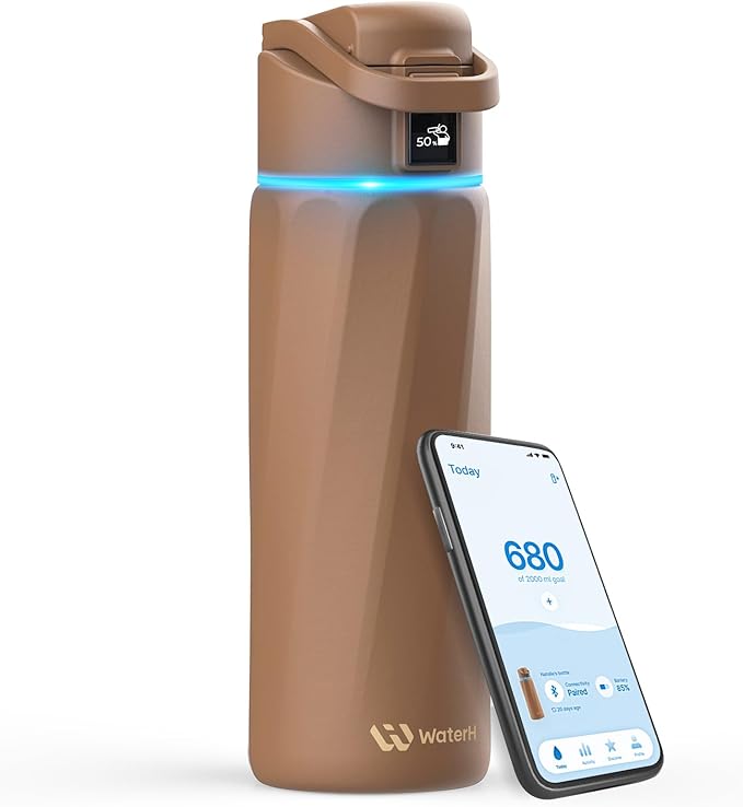 BOOST Smart Water Bottle that Reminds You to Drink, 24oz BPA-Free Stainless Steel Vacuum Insulated, Wide Mouth Water Tracker Bottle with APP for School, Gym, Office, Ideal for Mother's Day