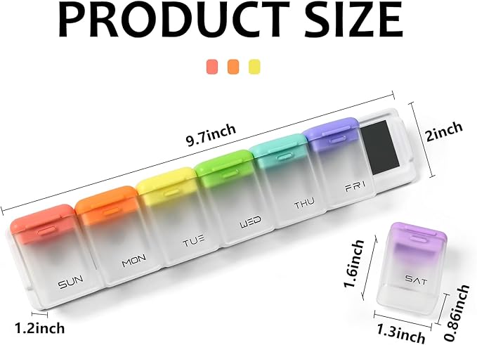 Fridge Magnetic Weekly Pill Organizer, Easy Open Daily Reminder Waterproof Pill Box for Vitamins, Travel & Daily Use (White)