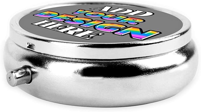 Custom Travel Medicine Organizer, Medicine Pill Box Case Container Travel Pill Holder Vitamin for Purse Med Wallet Portable Mini Pastillero Round, Gray, Personalized Gifts
