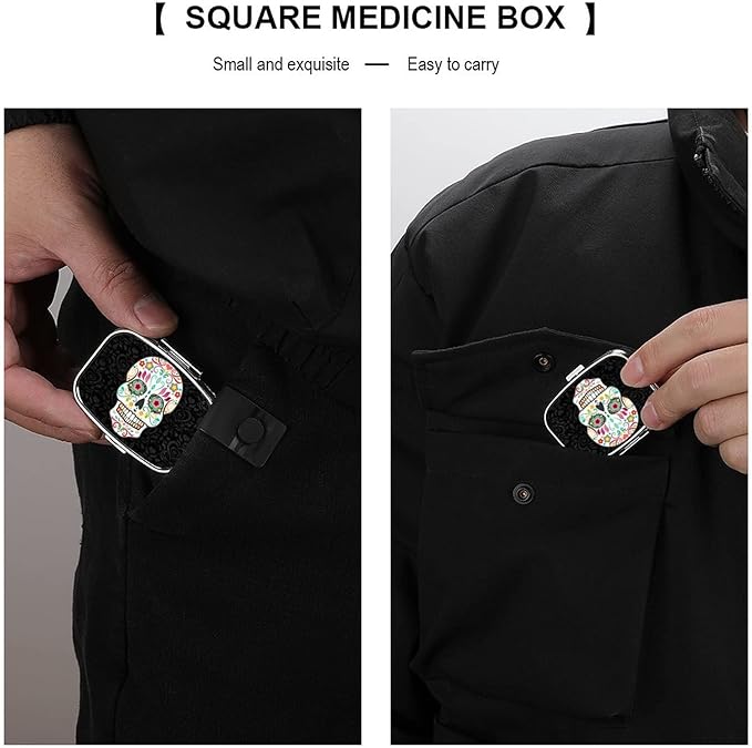 AOLDHYY Halloween Sugar Skull Pill Box 2 Tools Box, Easy Access to Tools, Versatile Tools