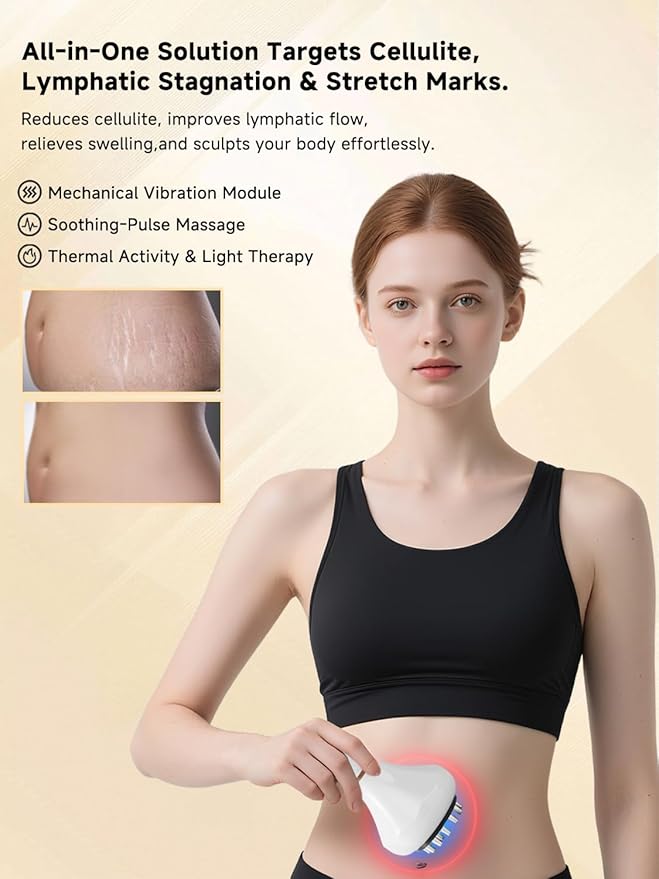 GDQ Lymphatic Drainage Massager & Anti Cellulite Massage Tool,Body Sculpting Machine,Helps Reduce Stretch Marks & Cellulite, Pain Relief Devices for Sciatica Nerve, Arms, Hip, Legs, Muscle (White)