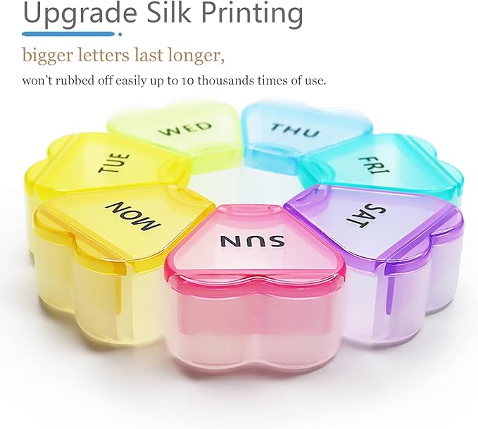 (2 in 1) MOLN HYMY Pill Boxes and Organizer 2 Times a Day and Floral Weekly Pill Organizer 7 Day Circle