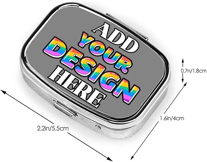 Custom Medicine Pill Organizer, Medicine Pill Box Case Container Travel Pill Holder Vitamin for Purse Med Wallet Portable Mini Pastillero Square, Gray, Customized Gifts