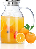 Glass Water Pitcher with Lid and Spout, 68 Ounces Heat Resistant Borosilicate Glass Carafe, Temperature Safe