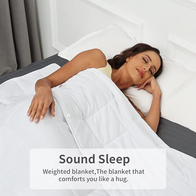 Weighted Blanket 15lbs Twin Size White 48"x72" Weighted Blankets for Adults Heavy Blanket are Comfortable and Cozy