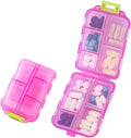 Travel Pill Organizer Portable Pocket Pill Case Small Pill Box for Purse Medicine Organizer Have 10 Compartments Storage Vitamin Fish Oil by INVODA (Pink)