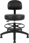 TAKE UR SEAT® Economical Multi-Purpose Medical Spa Drafting Stool with Adjustable seat and Back Height. Advanced Fabric seat Cover is Easy to Clean. Glide (Med. Bench Height Black)