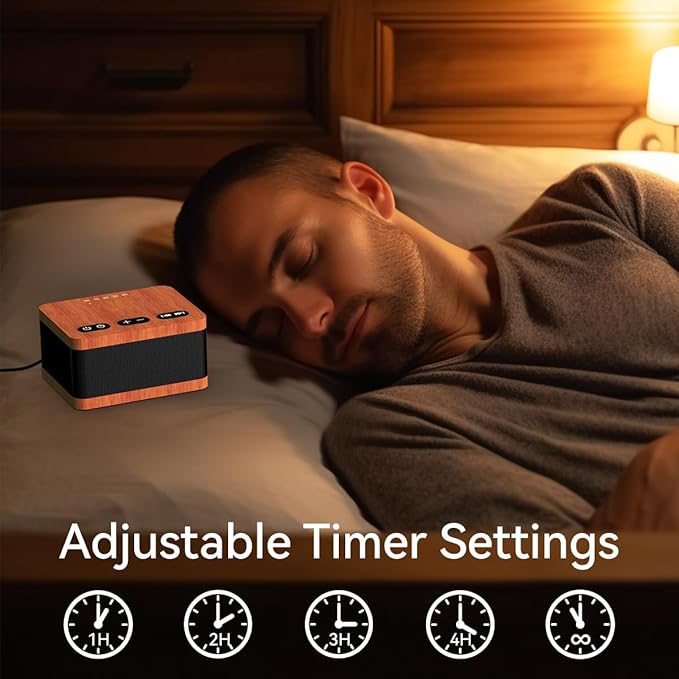 Sound Machine White Noise Machine with 30 Soothing Sounds 32 Levels Volume 5 Timers and Memory Function Effectively Blocks Noise Ideal Sleep Machine for Baby Kids Adults… (Wood Grain)