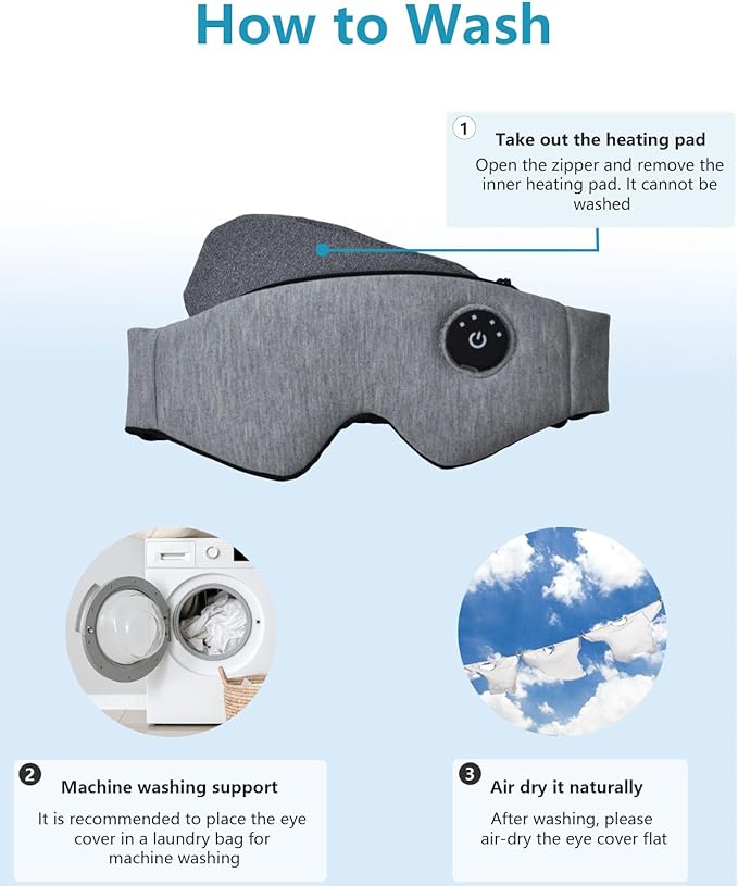 Heated Eye Mask for Dry Eyes, Cordless Warm Compress for Eye Relief, Electric Eye Heating Pad with Temperature Control for Blepharitis and Stye Treatment, Rechargeable, Washable