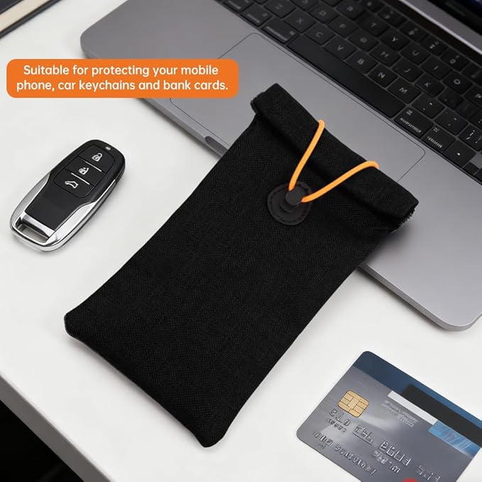 Faraday Bags for Phones, Signal Blocking Case Dry Shield Faraday Phone Sleeve Waterproof Dry Bag for Cell Phones, Car Key/WiFi/RFID/GPS Signal Blocker(Color:Black)