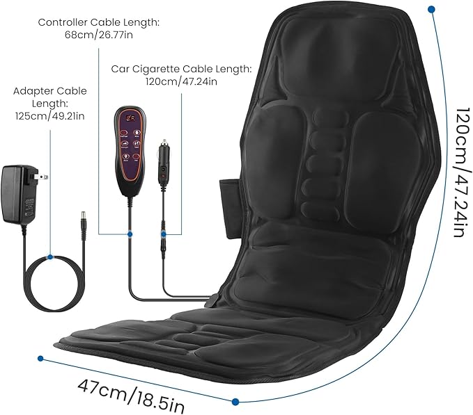 Full Body Massage Mat, Back Massager Chair Pad with Heat, Multifunctional Vibration Motors Back Massager with 8 Massage Modes & Vibration Timer for Home Office Recliner Sofa Use