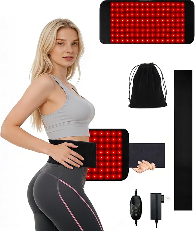 Red Light Therapy Belt Infrared Light Therapy for Body Wearable Wrap with 3-in-1 LED Bead with Timer Remote Control 660nm&850nm for Pain Relief Wearable for Muscle Repair Gift (17.7''*8.3'')
