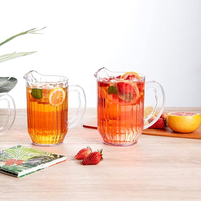 Restaurantware 60 Ounce Beer Pitcher - 1 Count - Chef 101 Durable Restaurant Pitcher - Hard Plastic, Serve Soda, Lemonade, Juice, Or Sangria, Clear Plastic Water Glass, For Bars, Parties, Or Homes,