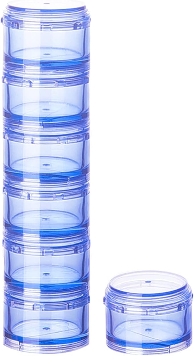 Stackable Pill Organizer, 7-Days Travel Pill Case, Pill Box for Pocket, Portable Medicine Vitamin Container Holder Blue