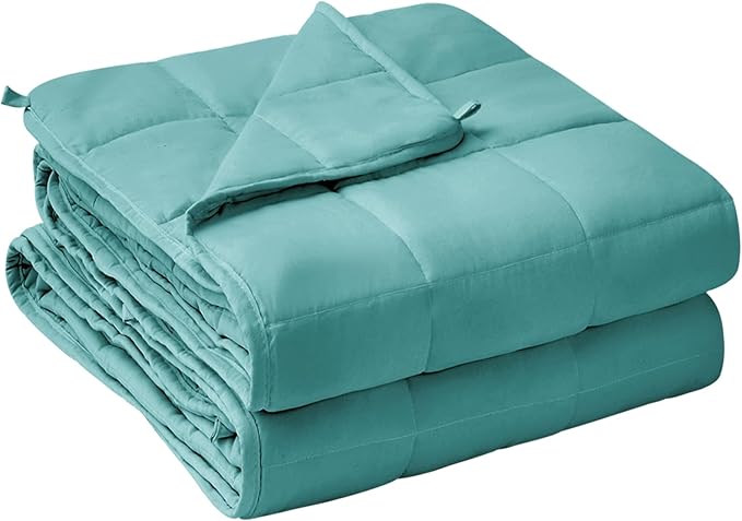 yescool Weighted Blanket for Adults (12 lbs, 48" x 72", Green) Cooling Heavy Blanket for Sleeping Perfect for 110-130 lbs, Twin Size Breathable Blanket with Premium Glass Bead, Machine Washable