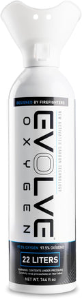 EVOLVE 22-Liter Pure Oxygen Canister with Breathing Cup | Portable Oxygen Can | Ideal for Home Use and Outdoor Activities | Designed by Firefighters | Made in The USA | Pack of 1