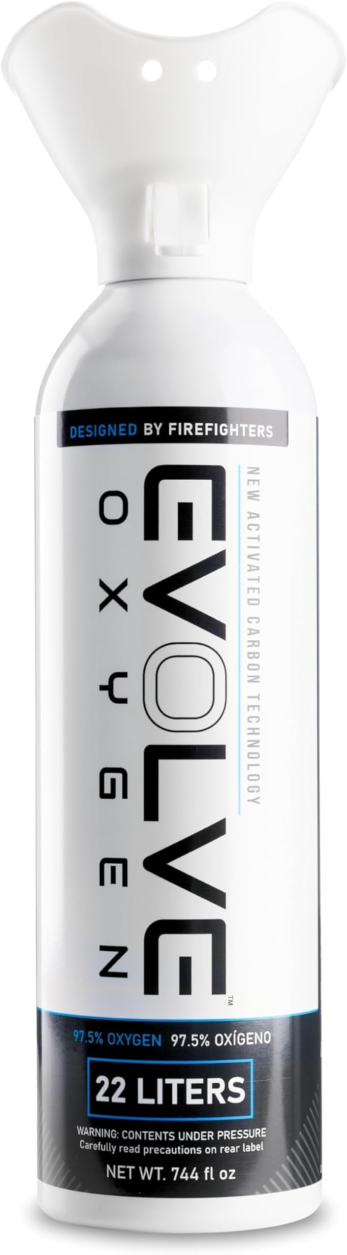EVOLVE 22-Liter Pure Oxygen Canister with Breathing Cup | Portable Oxygen Can | Ideal for Home Use and Outdoor Activities | Designed by Firefighters | Made in The USA | Pack of 1