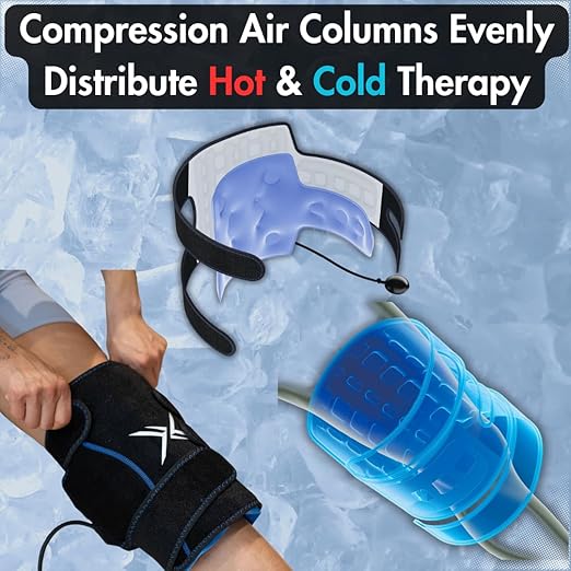 Ice Knee Wrap with Cold Compression - Adjustable Knee Ice Pack Brace with Hot & Cold Gel Therapy - Support for Pain Relief, Surgery Recovery, Arthritis & Sports Injuries