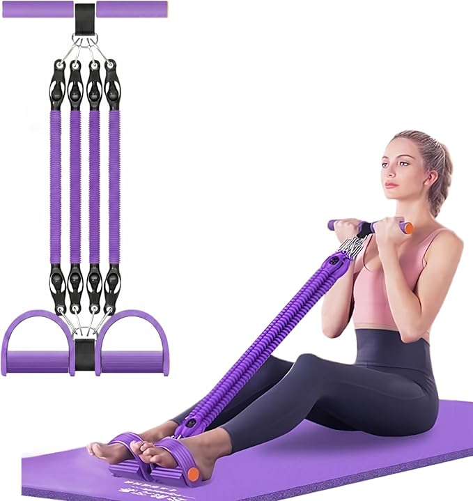 Multifunction Tension Rope, 2 Tubes Stretch Yoga Pedal Tension Strap, Adjustable Resistance, Tension Rope Fitness Equipment