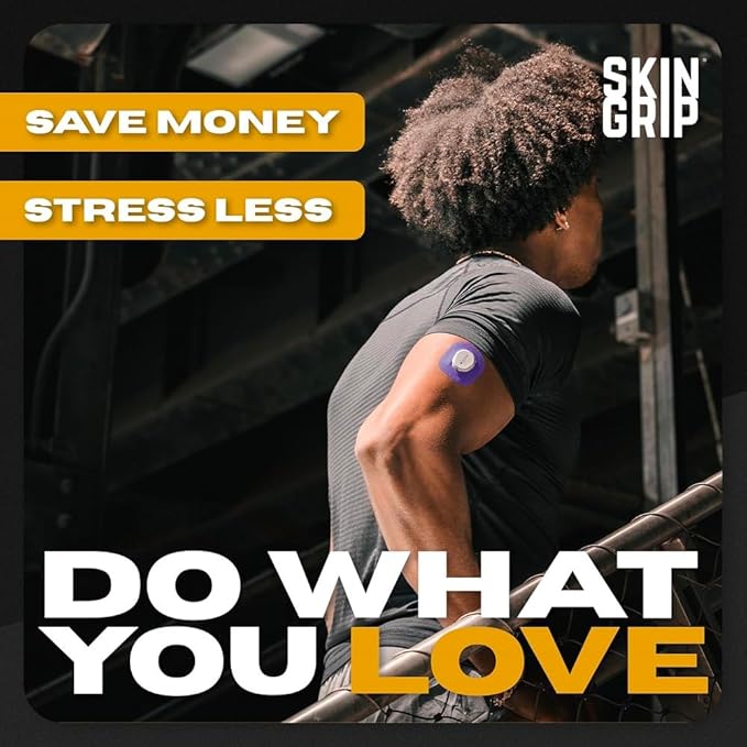 Skin Grip Adhesive Patches Compatible with Dexcom G7 & Stelo CGM with Cutout – Waterproof & Sweatproof Cover for Continuous Glucose Monitor Sensor, Stays Secure for 10-15 Days – 20 Pack, Purple