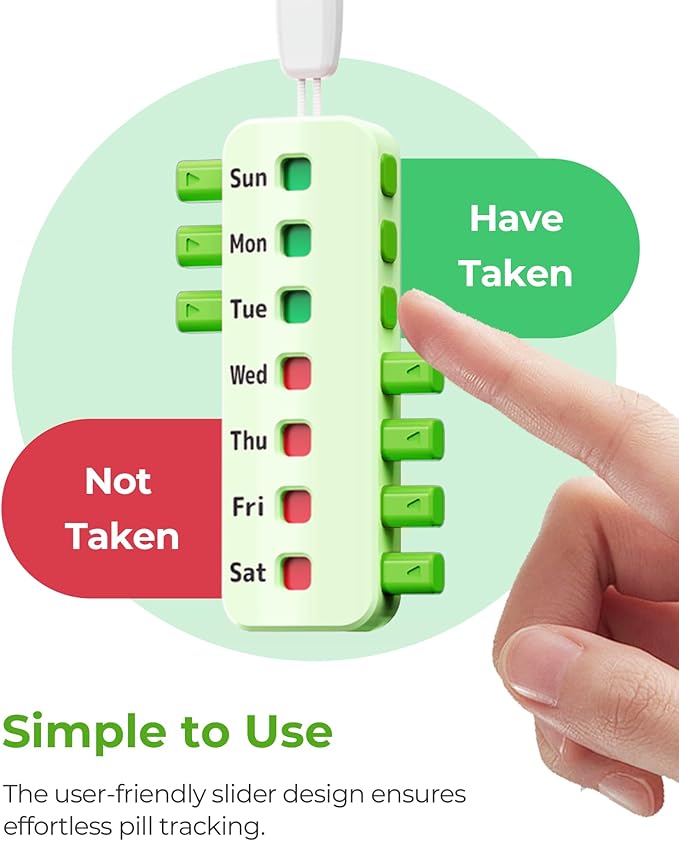 Pill Reminder for Easy Tracking Without Refills, Reusable Pill Tracker for Vairous Bottles, Arthritis-Friendly & Anti-Slide Medication Tracker, Compact Medicine Reminder for Pet Meds, Green, 2-Pack