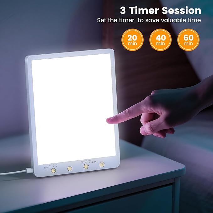 Light Therapy Lamp - 10000 Lux 3 Color Temperature & Wall Mount Therapy Light, Touch Control Daylight Lamps with Memory Function for Home/Office Use As Lift Mood.