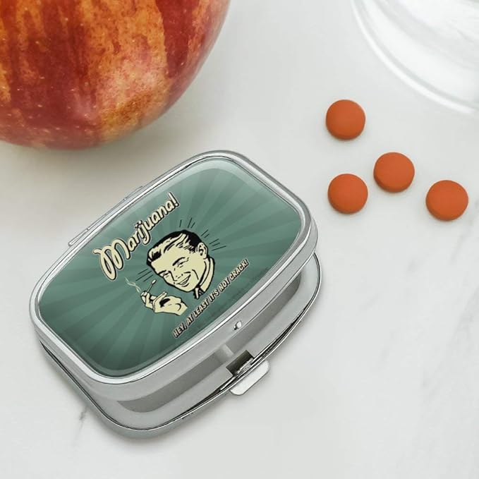Marijuana Hey, at Least It's Not Crack Funny Humor Retro Rectangle Pill Case Trinket Gift Box