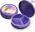 Serfeymi Small Pill Case for Purse, Unique Artistic Patterns Travel Pill Box with 3 Compartments, Portable Mini Pill Organizer for Pocket, Decorative Pill Container for Purse - Purple(Pterosaur)