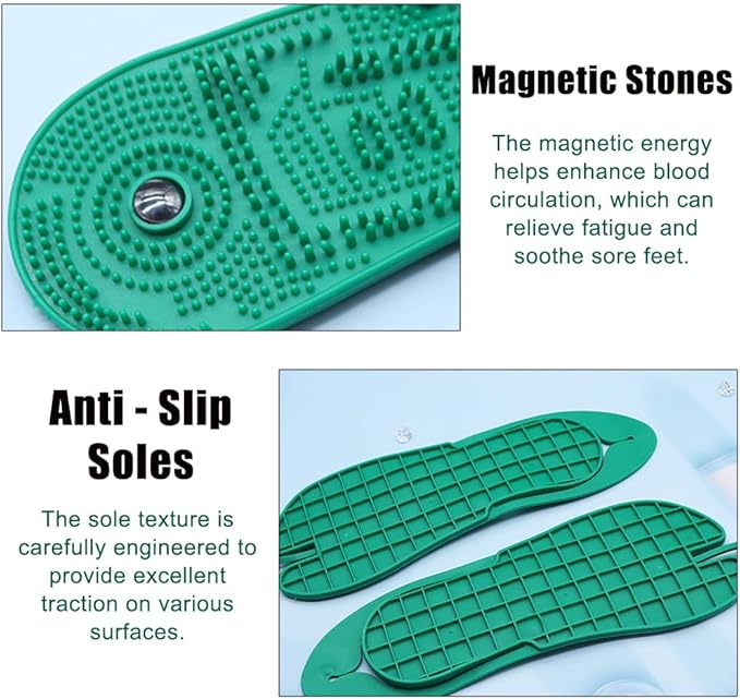 Foot Acupoint Massage Shoes,Portable Folding Foot Massager Slippers with Magnetic Stone,Reflexology Massage Flip Flops Shoes Sandals Improve Circulation Relaxation